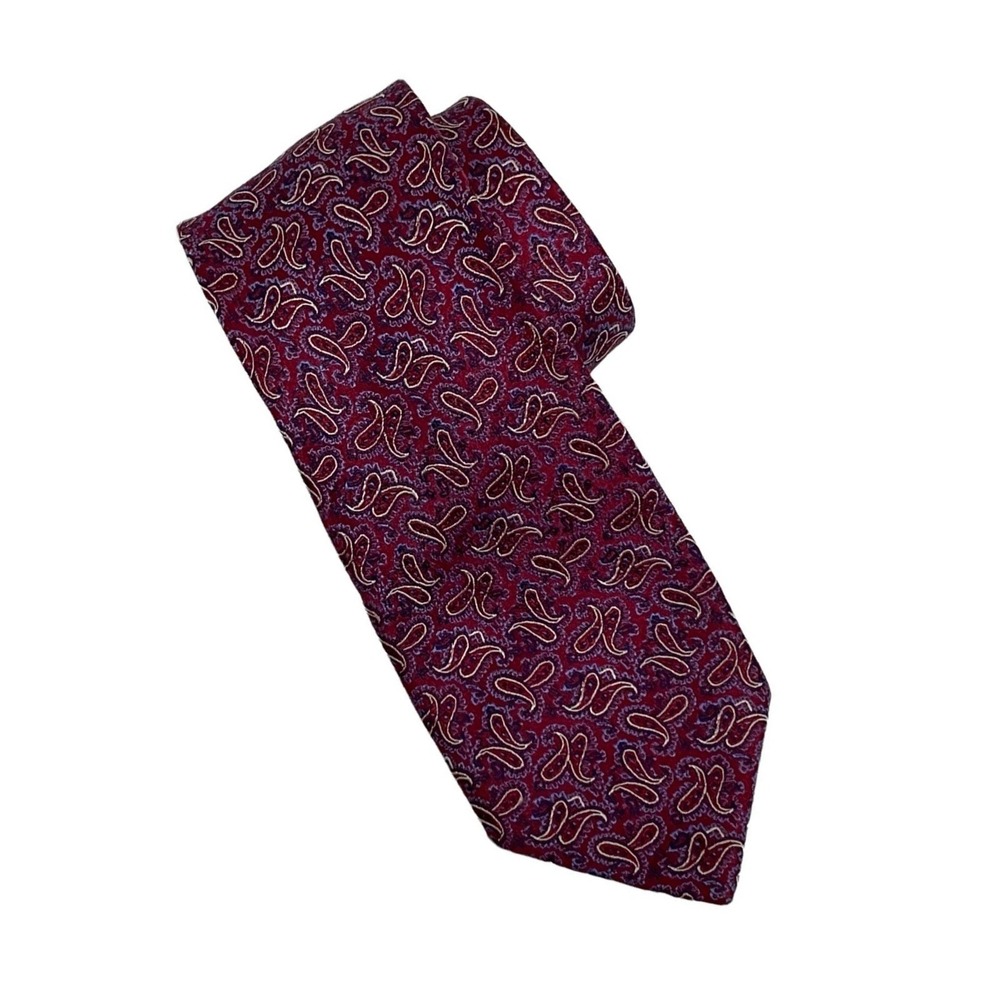 Countess Mara Mens Silk Tie Red Blue Black Paisley Classic 3.25"